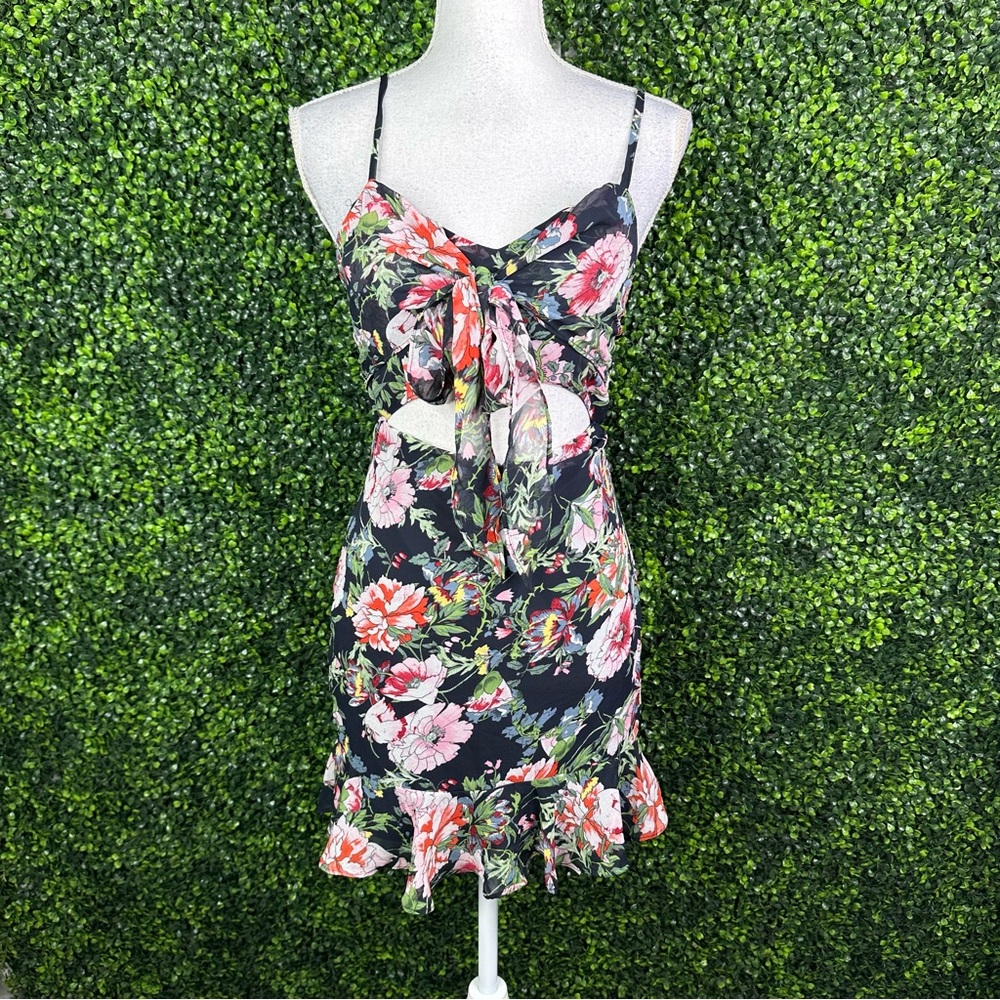 Floral Cutout Dress with Ruffle Hem